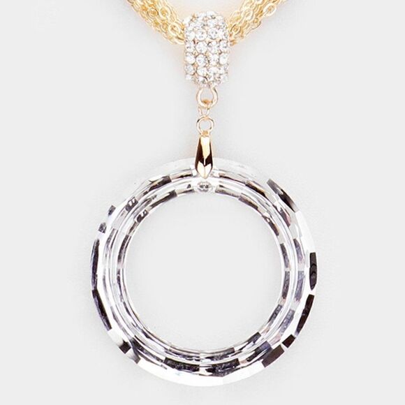 Open Circle Multi Strand Chain Necklace Set - Picture 4 of 7